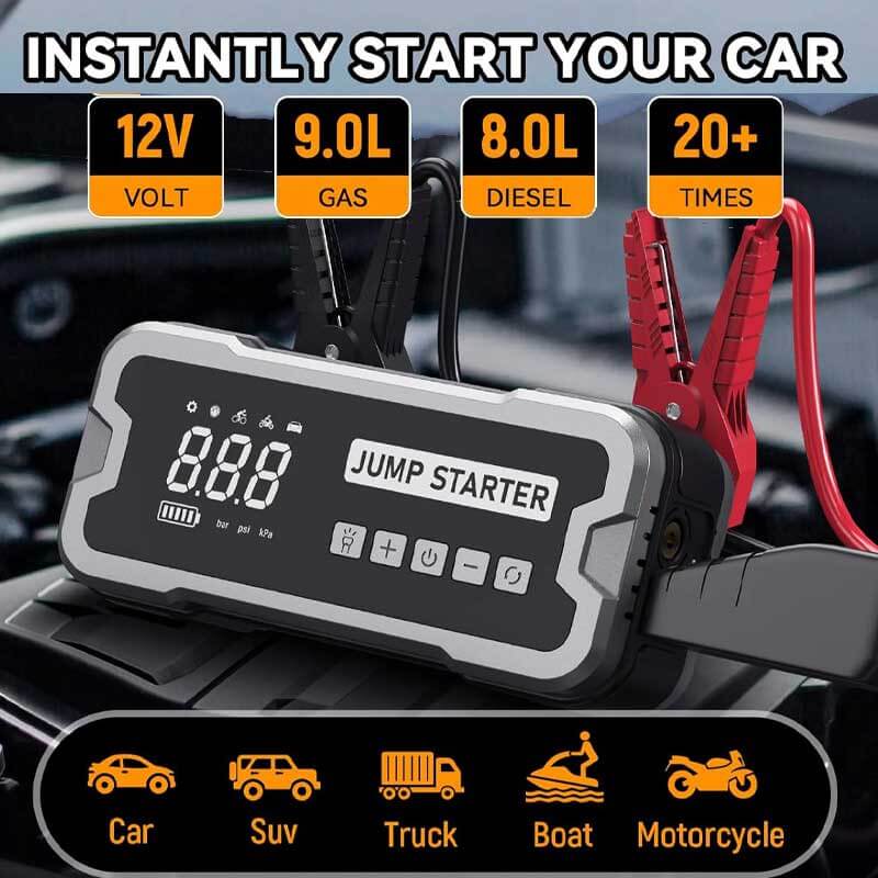 ReliableStart™ – 4-in-1 Portable Jump Starter & Air Pump Booster