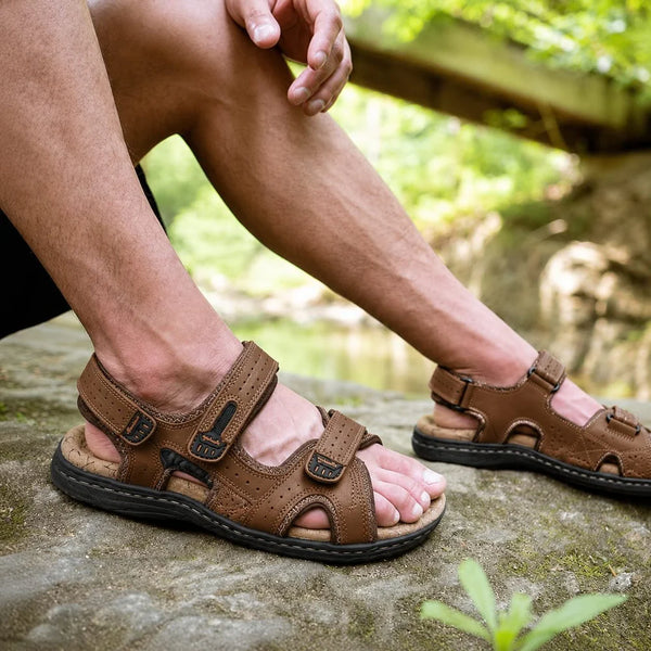 Orthopaedic leather sandals for men