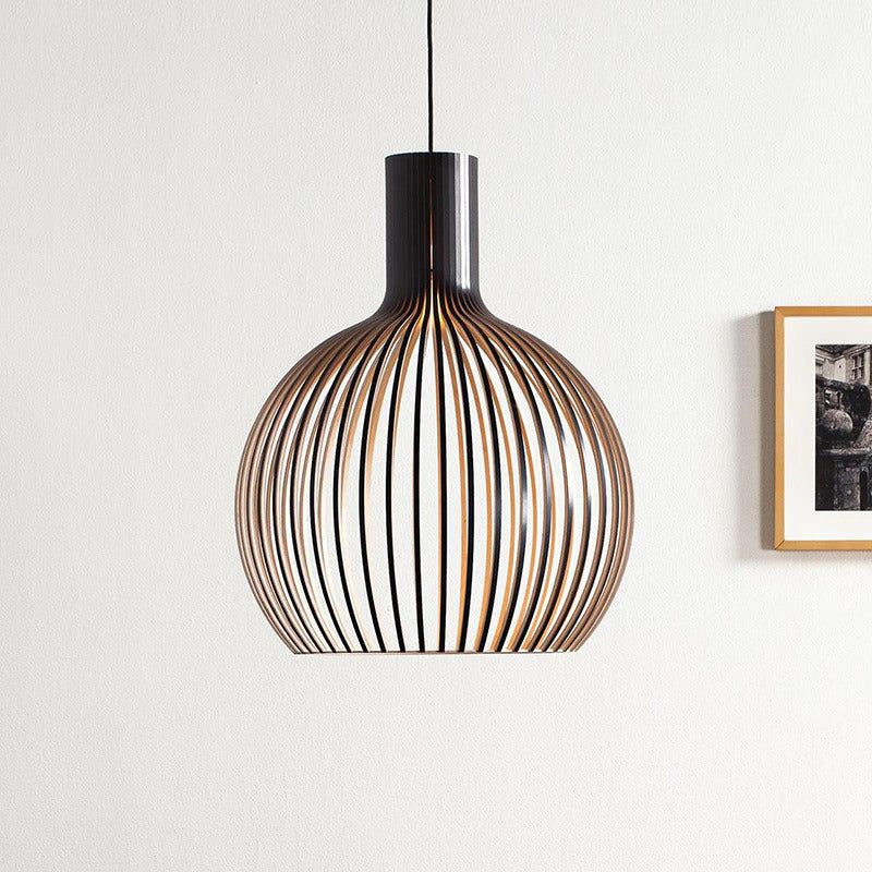 Pendant Light with Openwork Wood-Effect Design