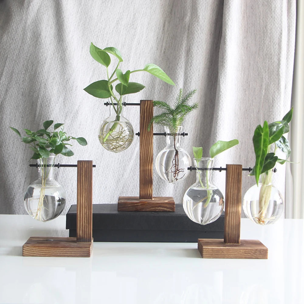 GLASWOOD™ Vintage Bulb Vase Planter Stand