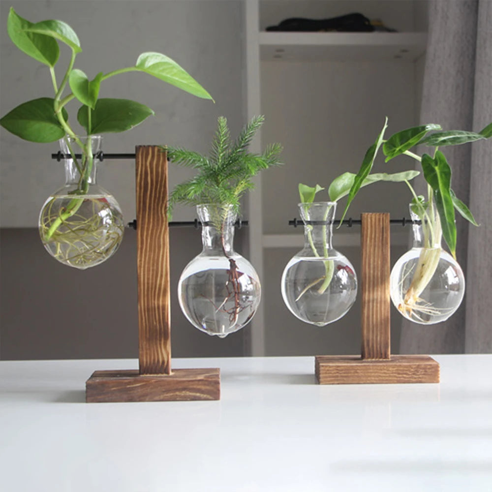 GLASWOOD™ Vintage Bulb Vase Planter Stand