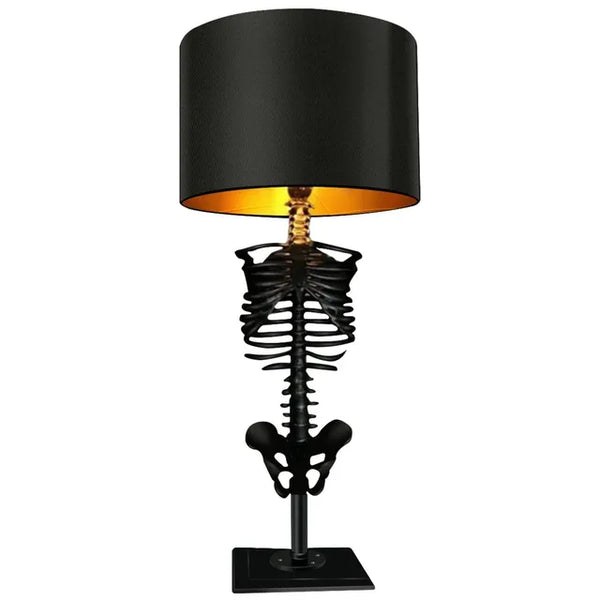 USB Table Lamp with Skeleton Base and Fabric Shade