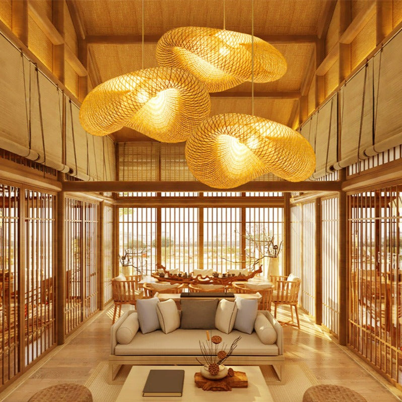 Modern Woven Bamboo Pendant Light