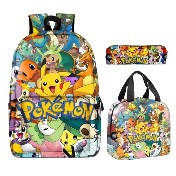3-Piece Set Pokémon Collage backpack