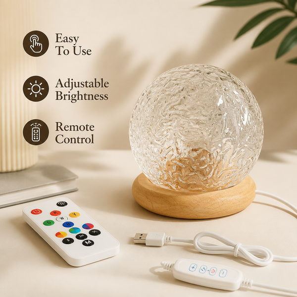 Ambient glow lamp on a nightstand