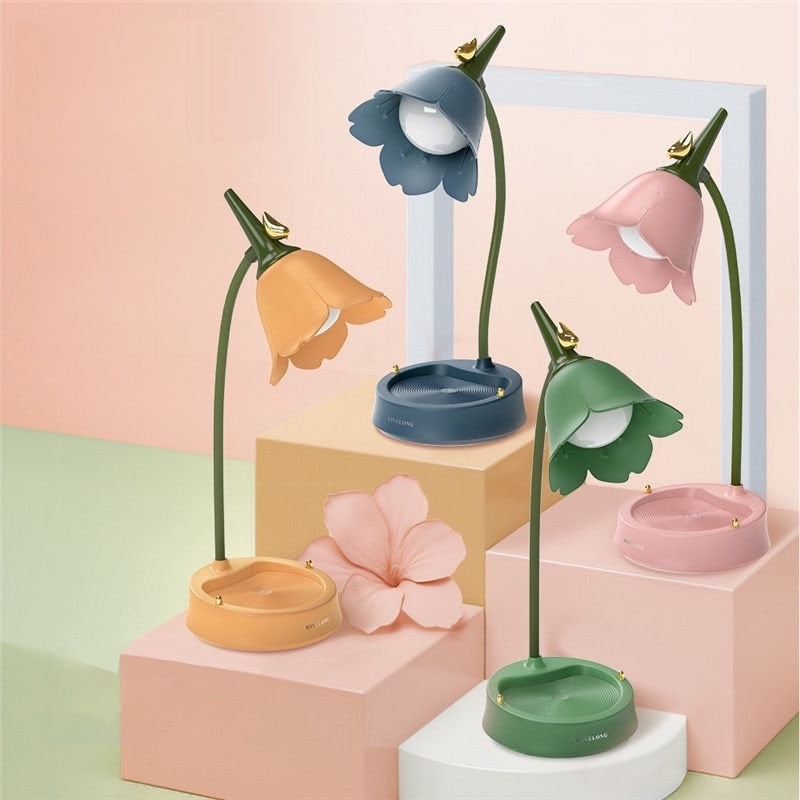 LED Desk Lamp with Petal-Shaped Design – Dimmable and Portable
