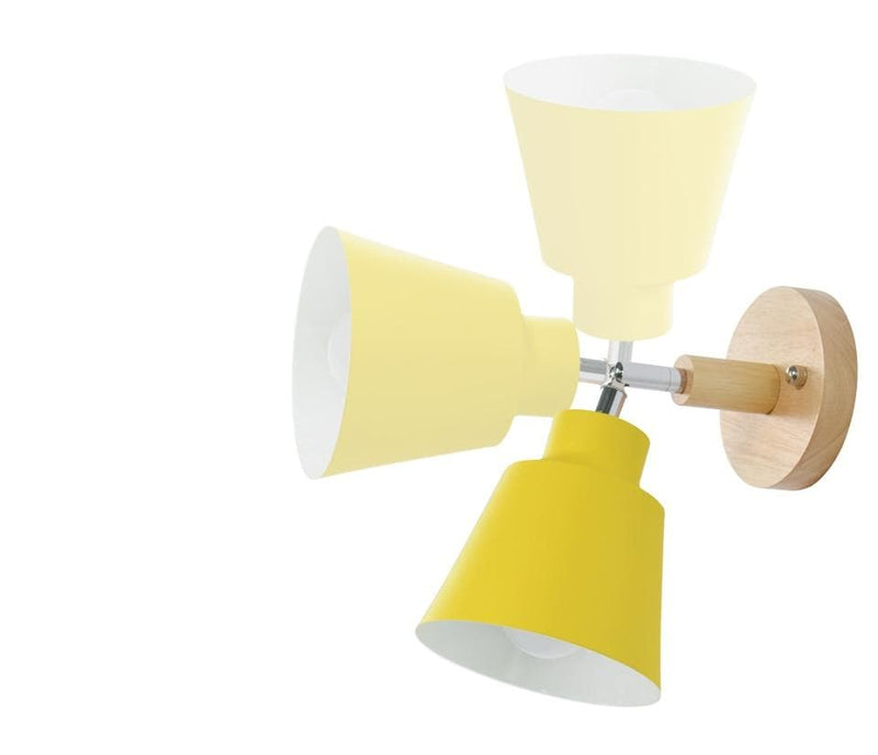 Wall Lamp with Wooden Base and Metal Shade