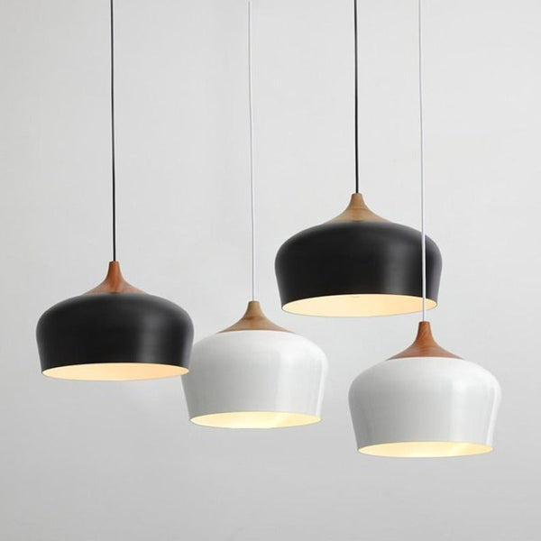 Modern Pendant Light with Matte Finish and Wooden Detail