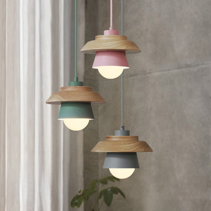 Scandinavian Pendant Light with Wooden Detail