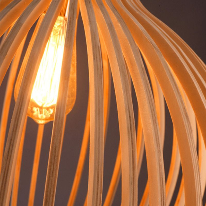 Pendant Light with Openwork Wood-Effect Design