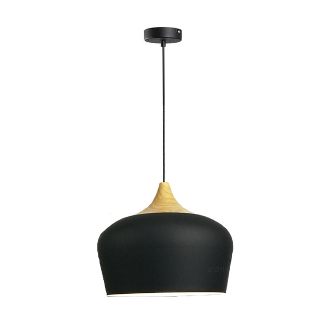 Modern Pendant Light with Matte Finish and Wooden Detail