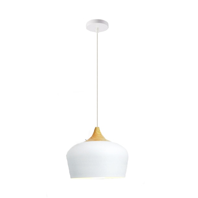 Modern Pendant Light with Matte Finish and Wooden Detail