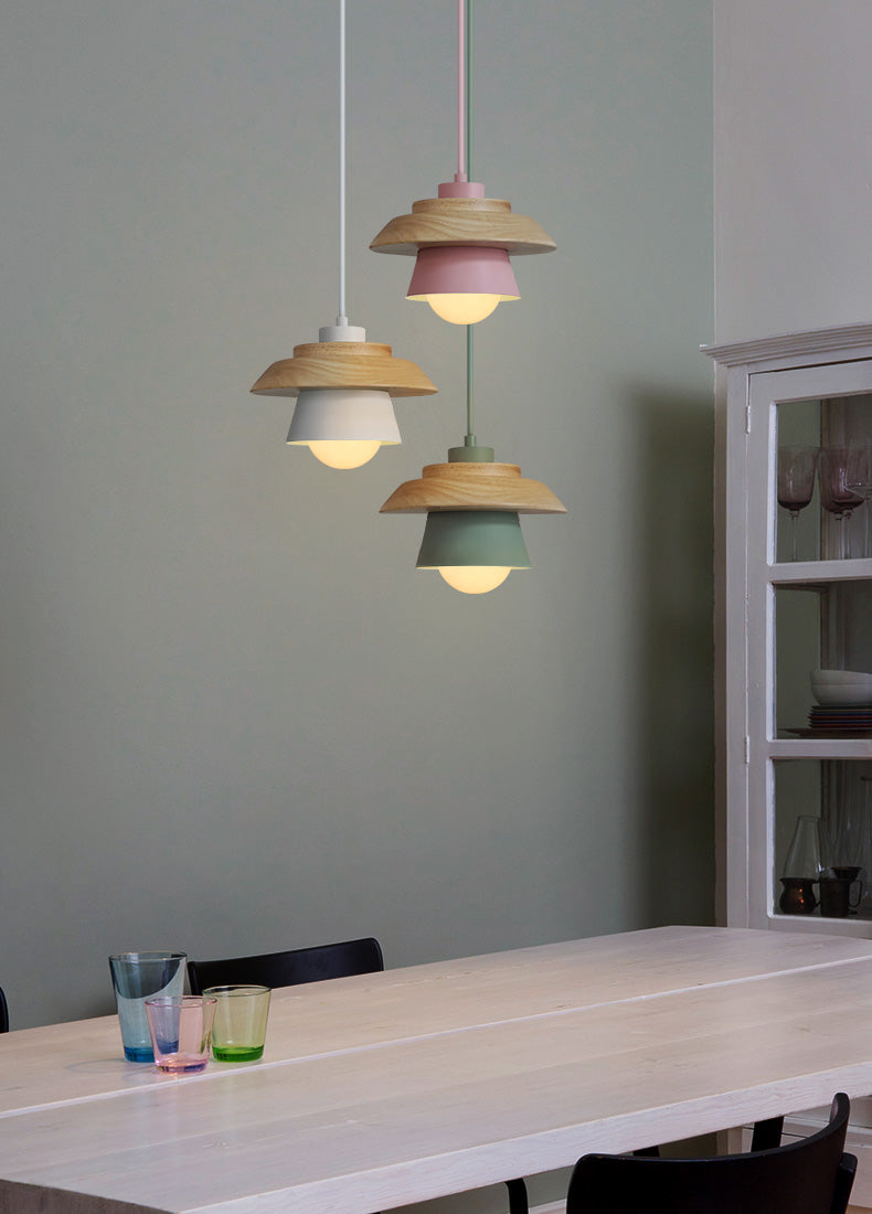Scandinavian Pendant Light with Wooden Detail