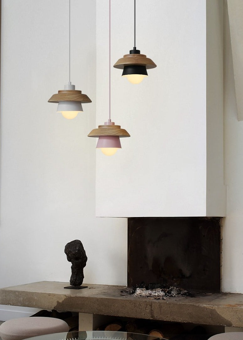 Scandinavian Pendant Light with Wooden Detail