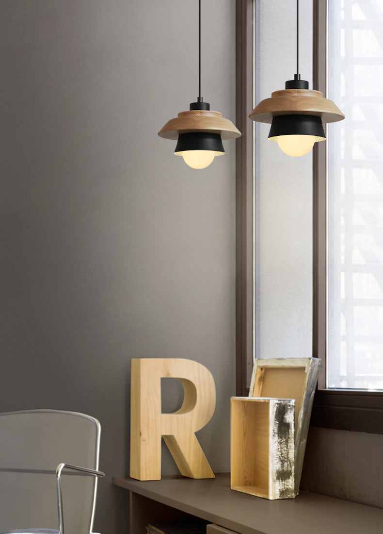 Scandinavian Pendant Light with Wooden Detail