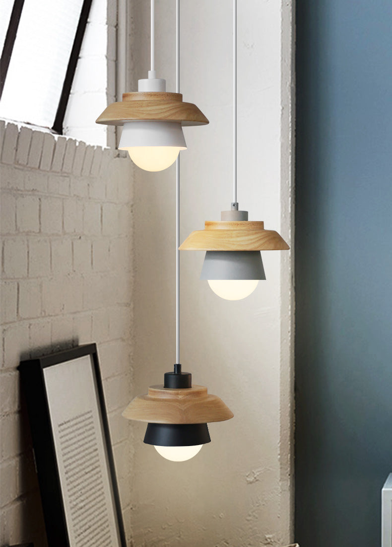 Scandinavian Pendant Light with Wooden Detail