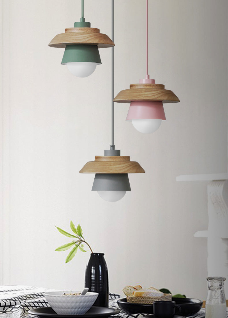 Scandinavian Pendant Light with Wooden Detail
