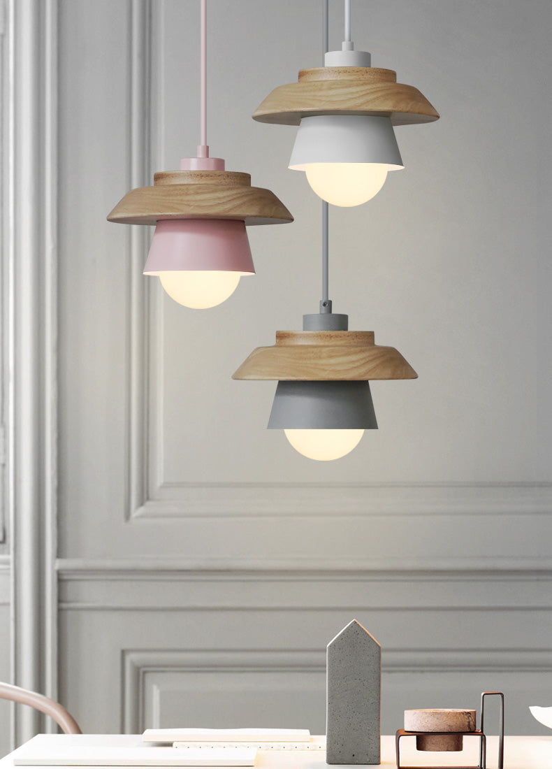 Scandinavian Pendant Light with Wooden Detail