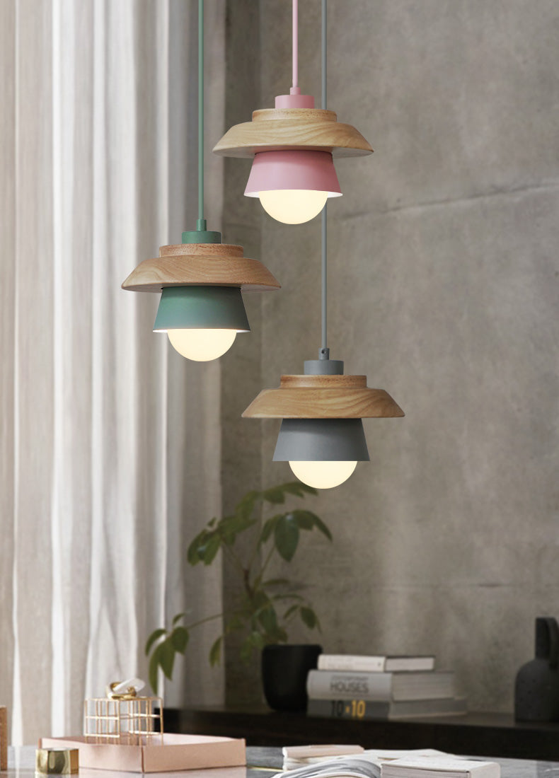 Scandinavian Pendant Light with Wooden Detail