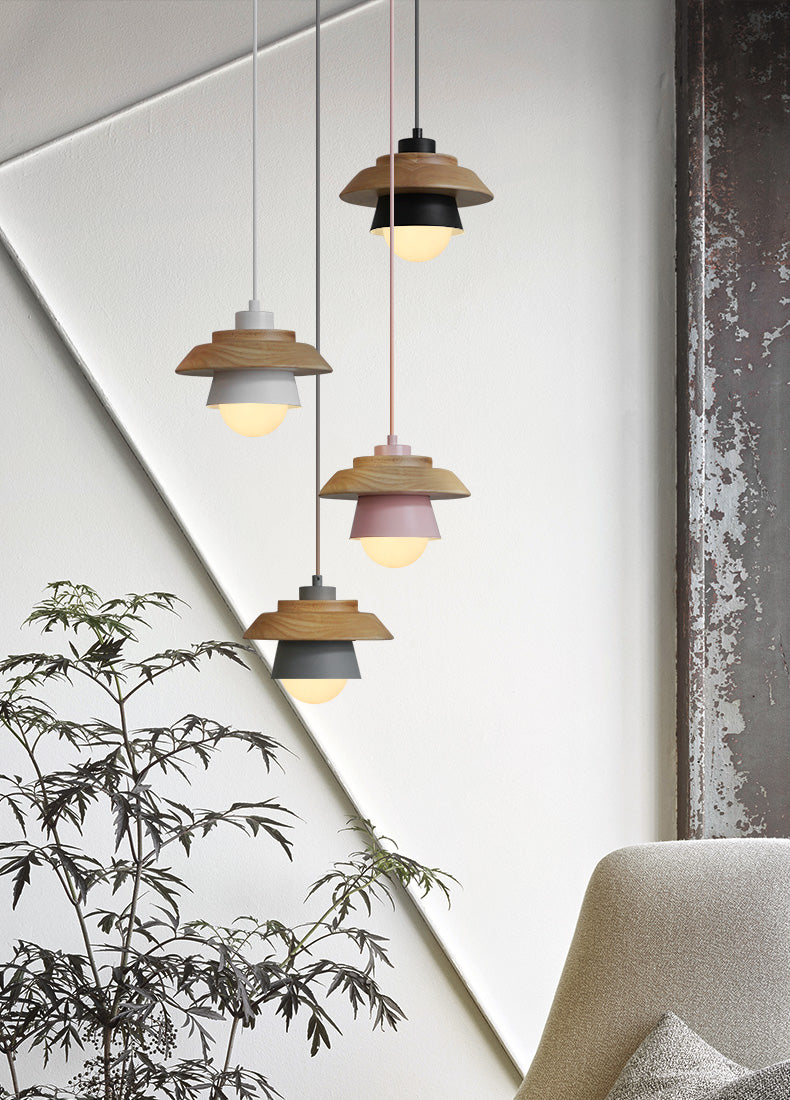 Scandinavian Pendant Light with Wooden Detail