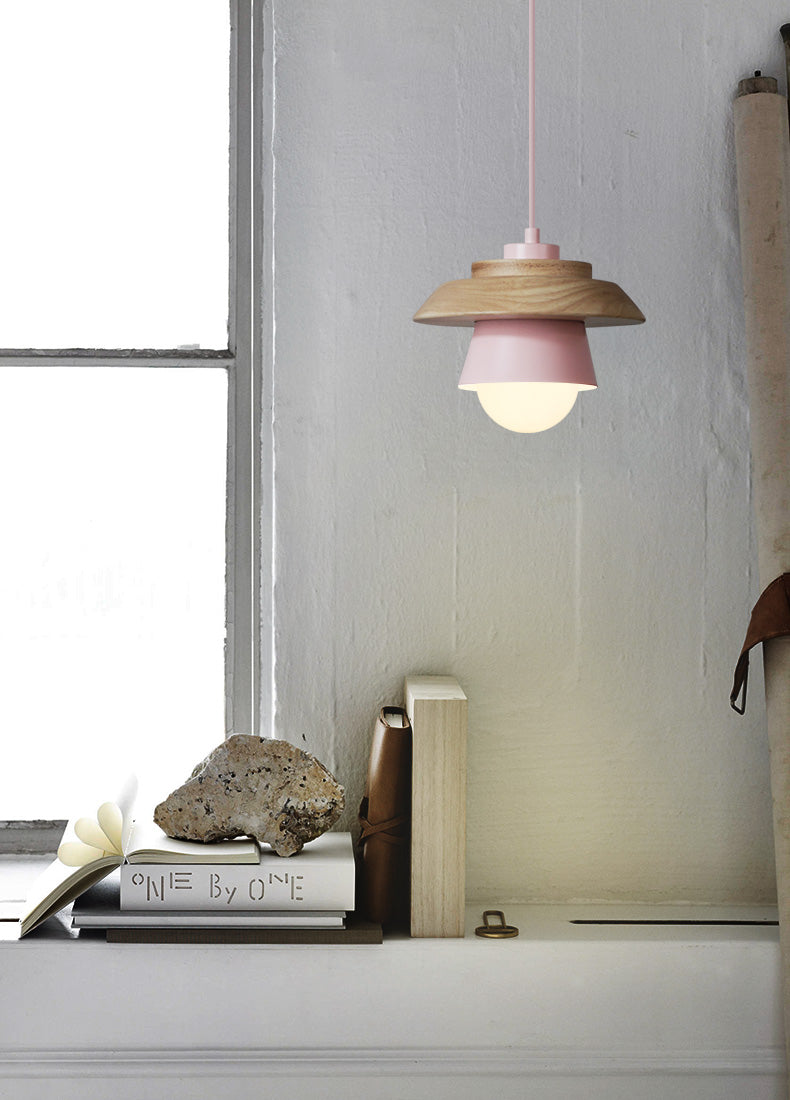 Scandinavian Pendant Light with Wooden Detail