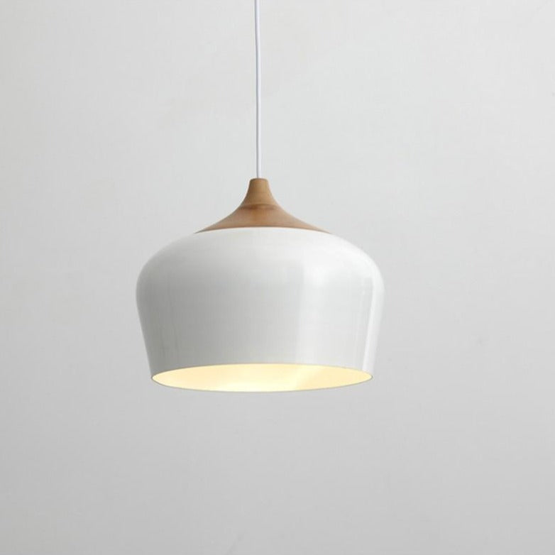 Modern Pendant Light with Matte Finish and Wooden Detail