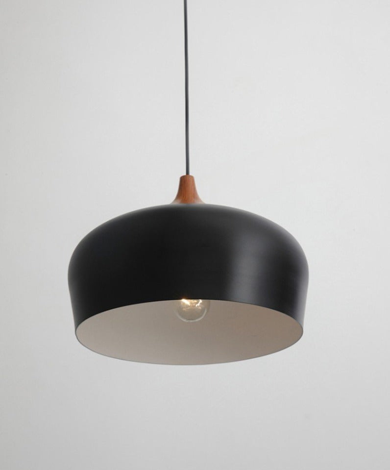 Modern Pendant Light with Matte Finish and Wooden Detail