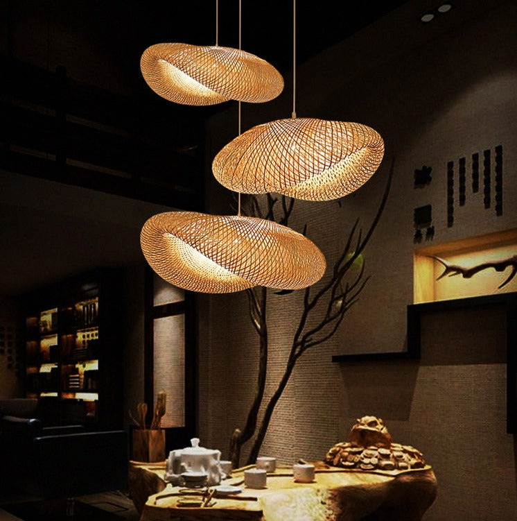 Modern Woven Bamboo Pendant Light